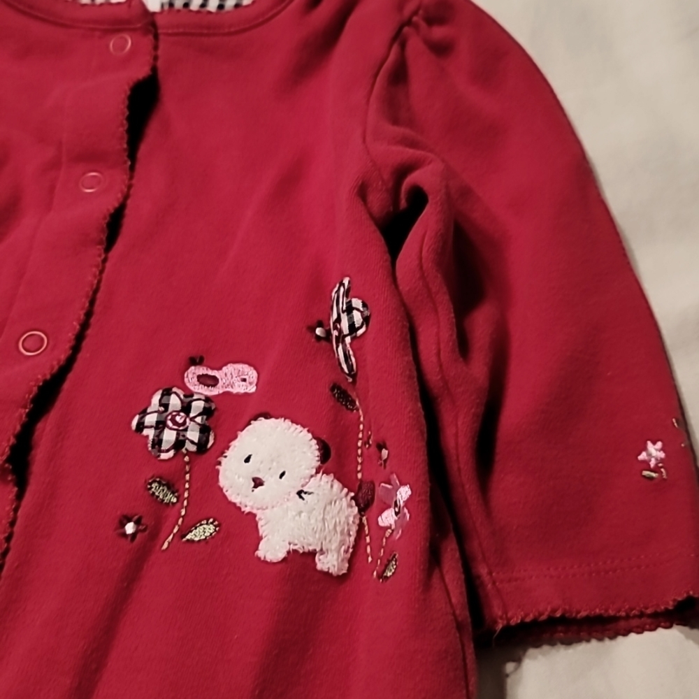 Children girls red jersey jumpsuit with kitty 12 month - Picture 4 of 8